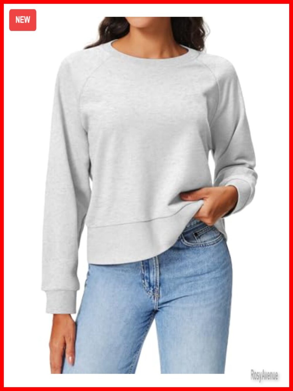 Raglan Crewneck Sweatshirt Relaxed Fit Oversized Pullover Casual